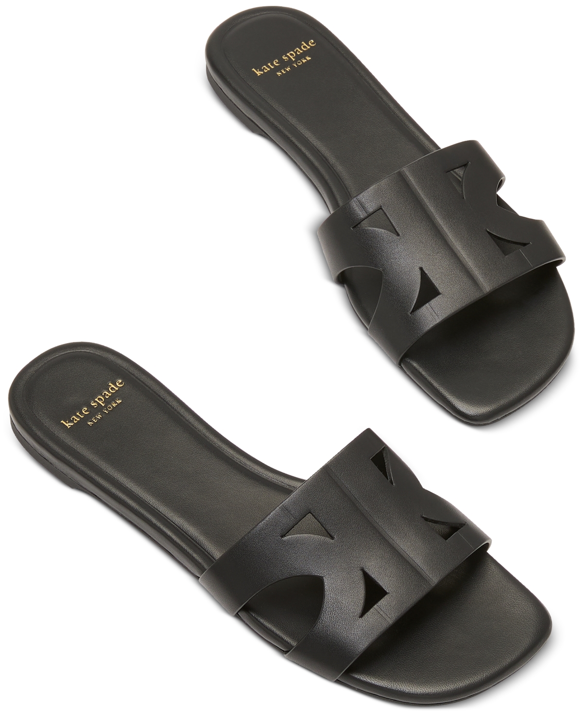 Kate Spade New York Duo Smooth Leather Slide Sandal In Black