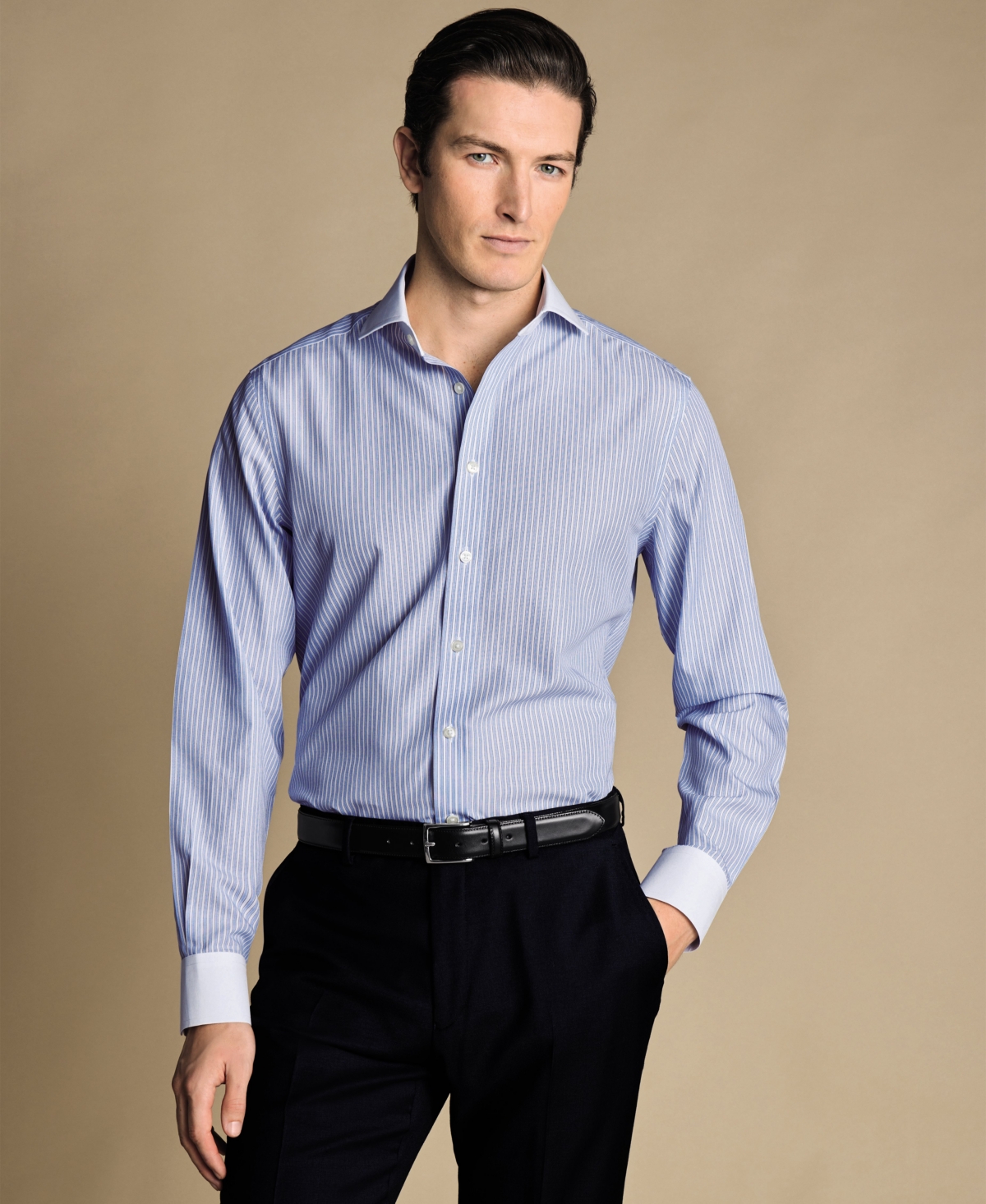 Men's Slim-Fit Stripe Dress Shirt - Cornflower blue