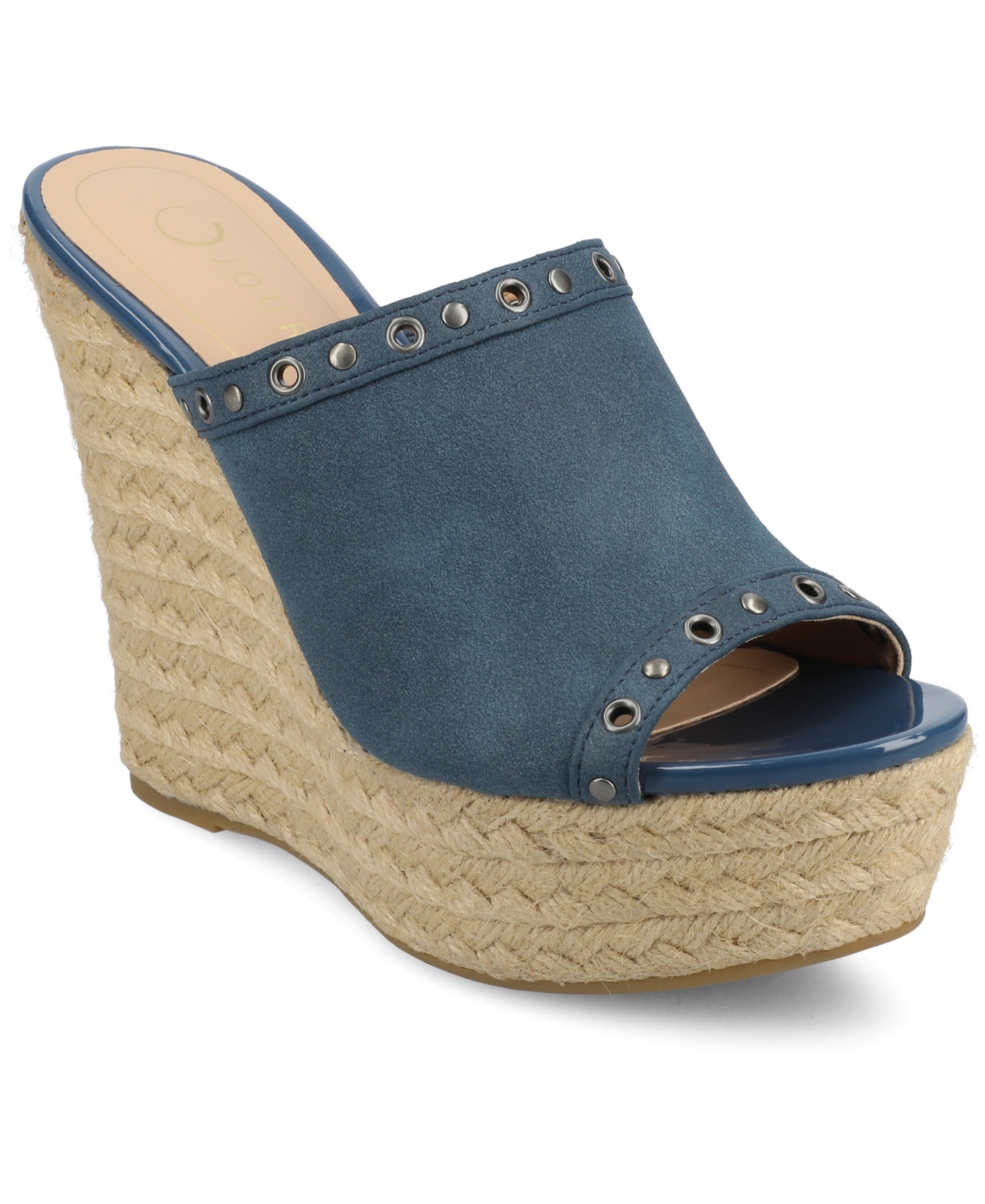 Shop Journee Collection Women's Yari Platform Espadrille Wedge Sandals In Navy