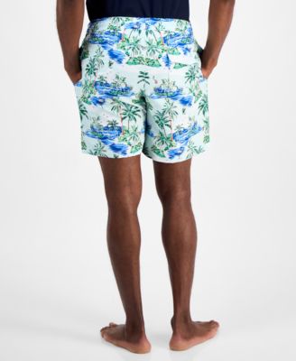 Men's Aloha Tropical Print Drawstring 7" Swim Trunks, Exclusively at Macy's