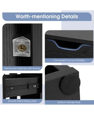 2 PCS 3-Cube Bookcase Organizer with 2-tier Wooden Storage Shelf & Pull-out Drawer