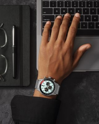 Simon Stainless Steel Chronograph Silver Tone & Black and Blue Men's Watch 1322ASIS