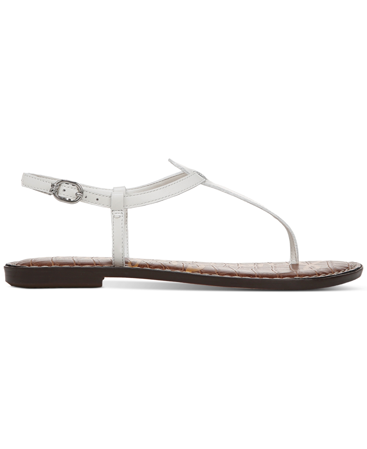 Shop Sam Edelman Women's Gigi T-strap Flat Sandals In Bright White