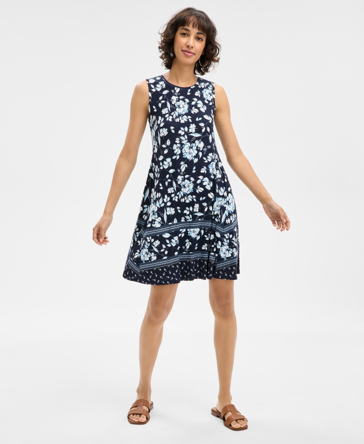 Petite Printed Sleeveless Flip Flop Dress, Exclusively at Macy's - Alice Blue