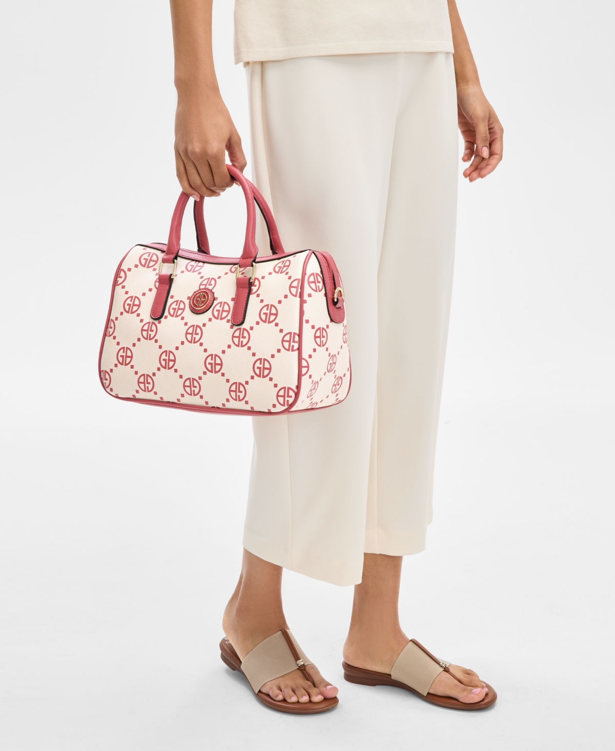 Shop Giani Bernini Monogram Signature Dip Small Satchel, Exclusively At Macy's In Tapioca,red