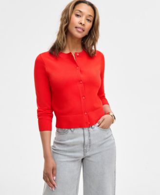 On 34th - Women's Crewneck Button-Front Long-Sleeve Cardigan