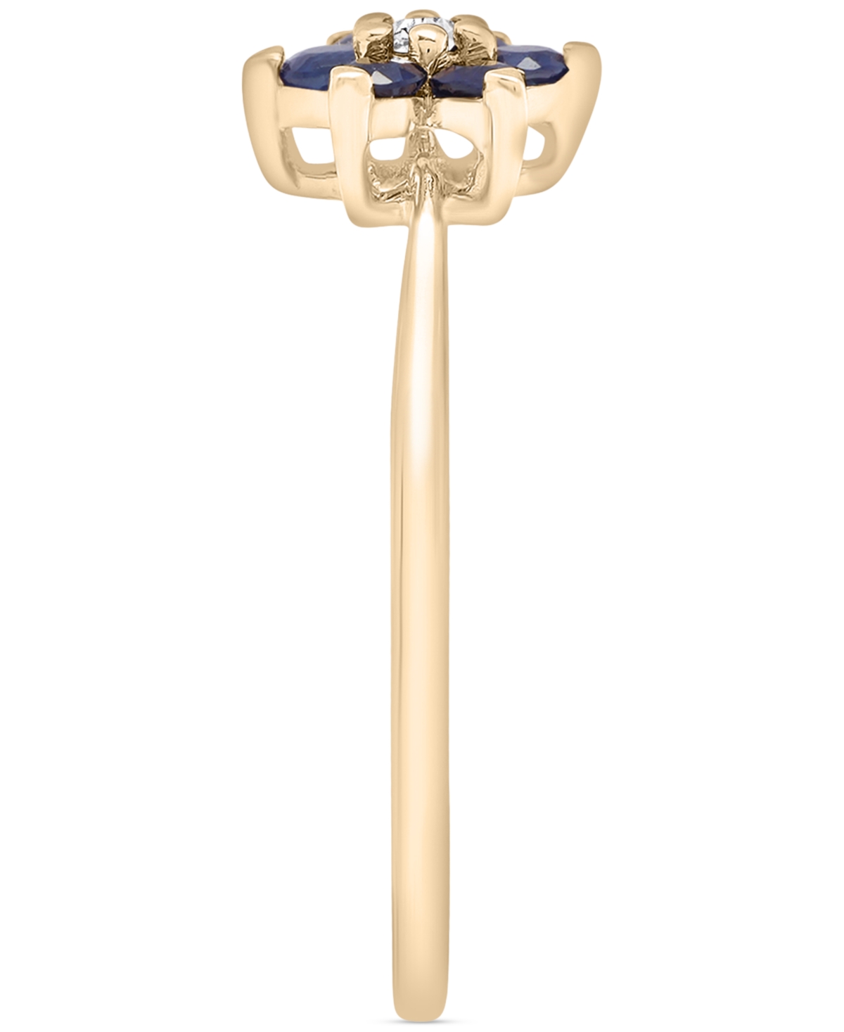 Macy's Blue Sapphire (1/4 Ct. T.w.) & White Sapphire (1/20 Ct. T.w.) Flower Ring In 14k Gold Over Sterling In Blue Sapphire