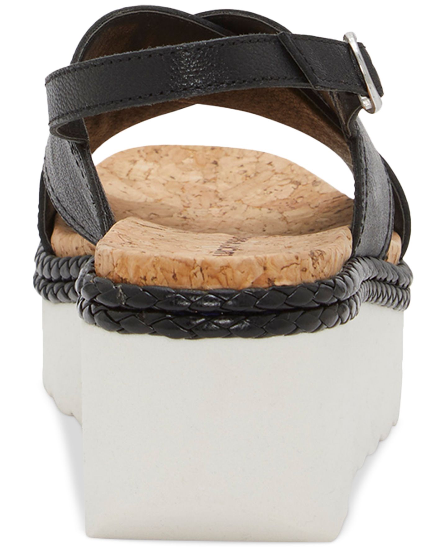 Женские сандалии Lucky Brand Pebina Crossband Platform Wedge, цвет: Чёрный кожаный — фото 3