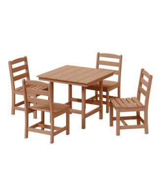 5-Piece HDPE Outdoor Square Patio Dining Table Set with Armless Side Chairs