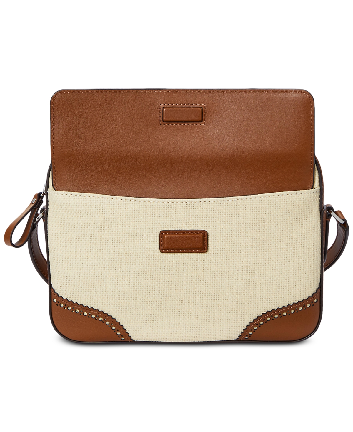 Lauren Ralph Lauren Straw & Leather Small Marcy Camera Bag