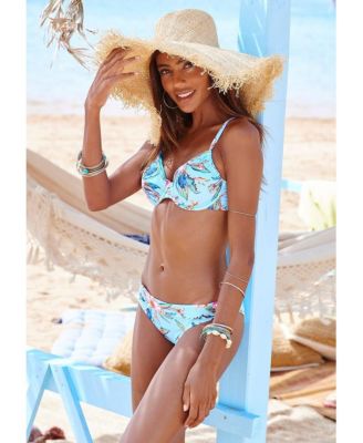 Women's Hibiscus Print Underwire Bikini Swimsuit Top Bra Sizing