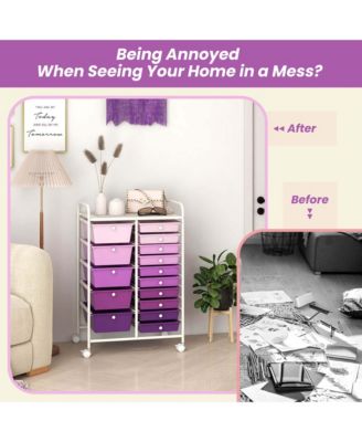 15-Drawer Rolling Storage Cart for Tools, Scrapbook Paper, Office and School Organization