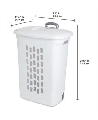 White Laundry Hamper With Lift-Top, Wheels, And Pull Handle, 6 Pack