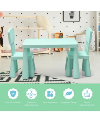 3 Pieces Toddler Multi Activity Play Dining Study Kids Table and Chair Set