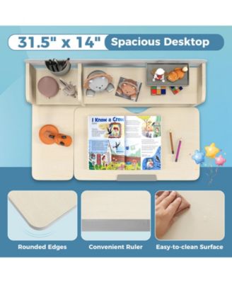 Height Adjustable Kids Study Desk with Tilt Desktop for 3-12 Years Old