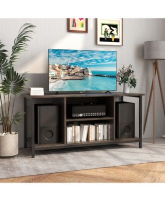 3-Tier TV Stand with Power Outlet USB and Adjustable Shelf