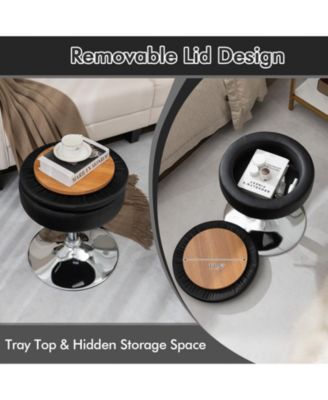 Adjustable 360 Swivel Storage Vanity Stool with Removable Tray