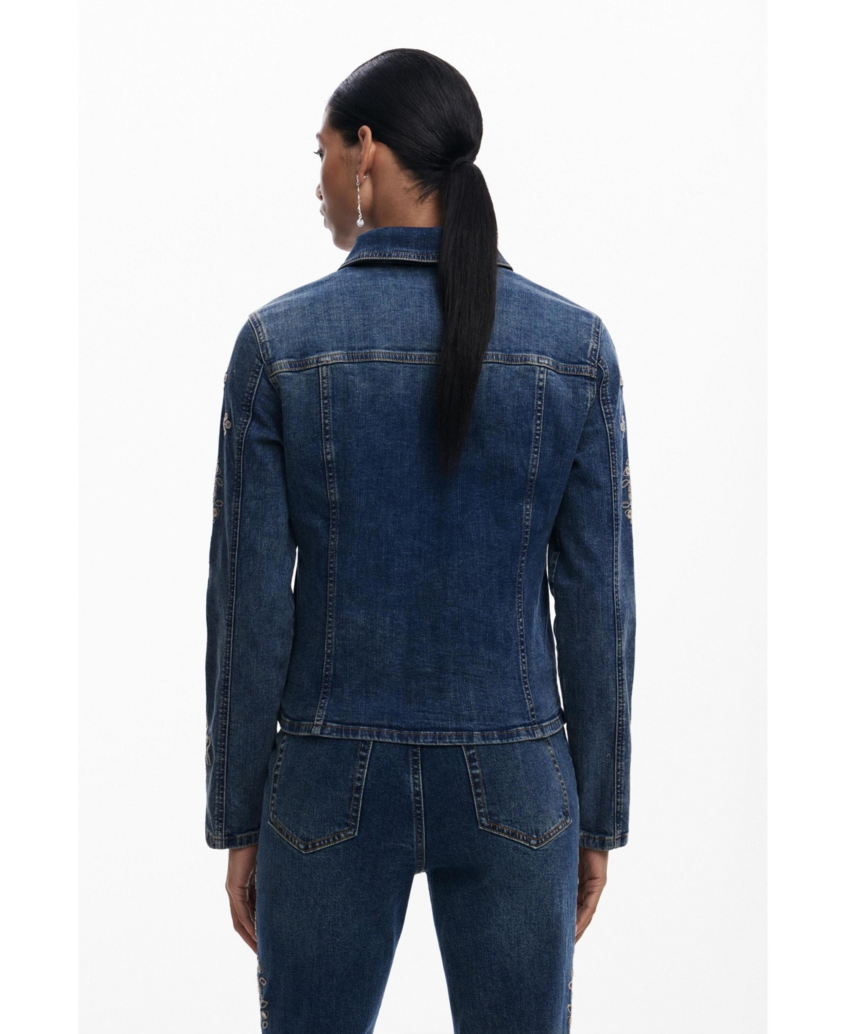 DESIGUAL WOMEN'S EMBROIDERED DENIM JACKET 