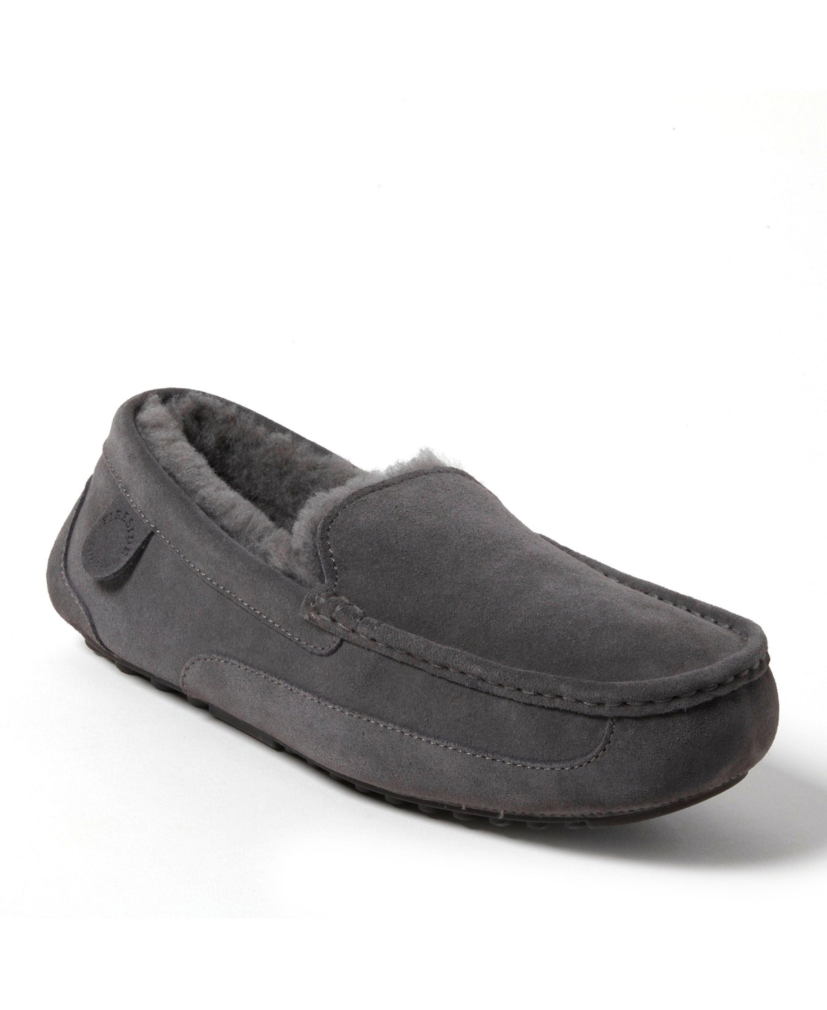 Fireside By Dearfoams Men's Melbourne Genuine Shearling Moccasin Slipper - Grey solid