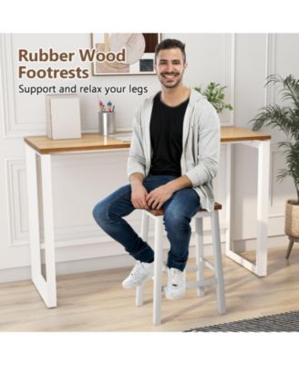 Set of 2 Saddle Stools Bar Stools with Footrests for Kitchen Island