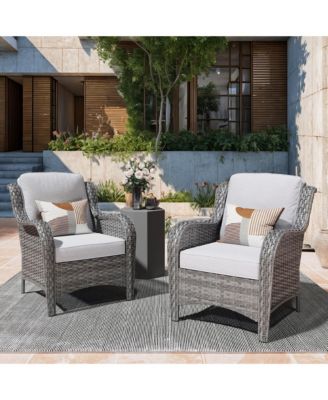 2-Piece Outdoor  Patio Furniture Set with High Back Chairs, All Weather Wicker Conversation Set for Garden and Backyard