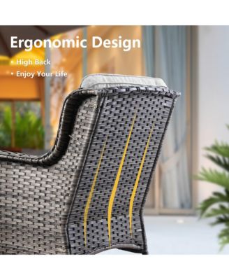 2-Piece Outdoor  Patio Furniture Set with High Back Chairs, All Weather Wicker Conversation Set for Garden and Backyard