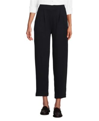 Women's Sport Knit High Rise Pleated Straight Leg Crop Pants