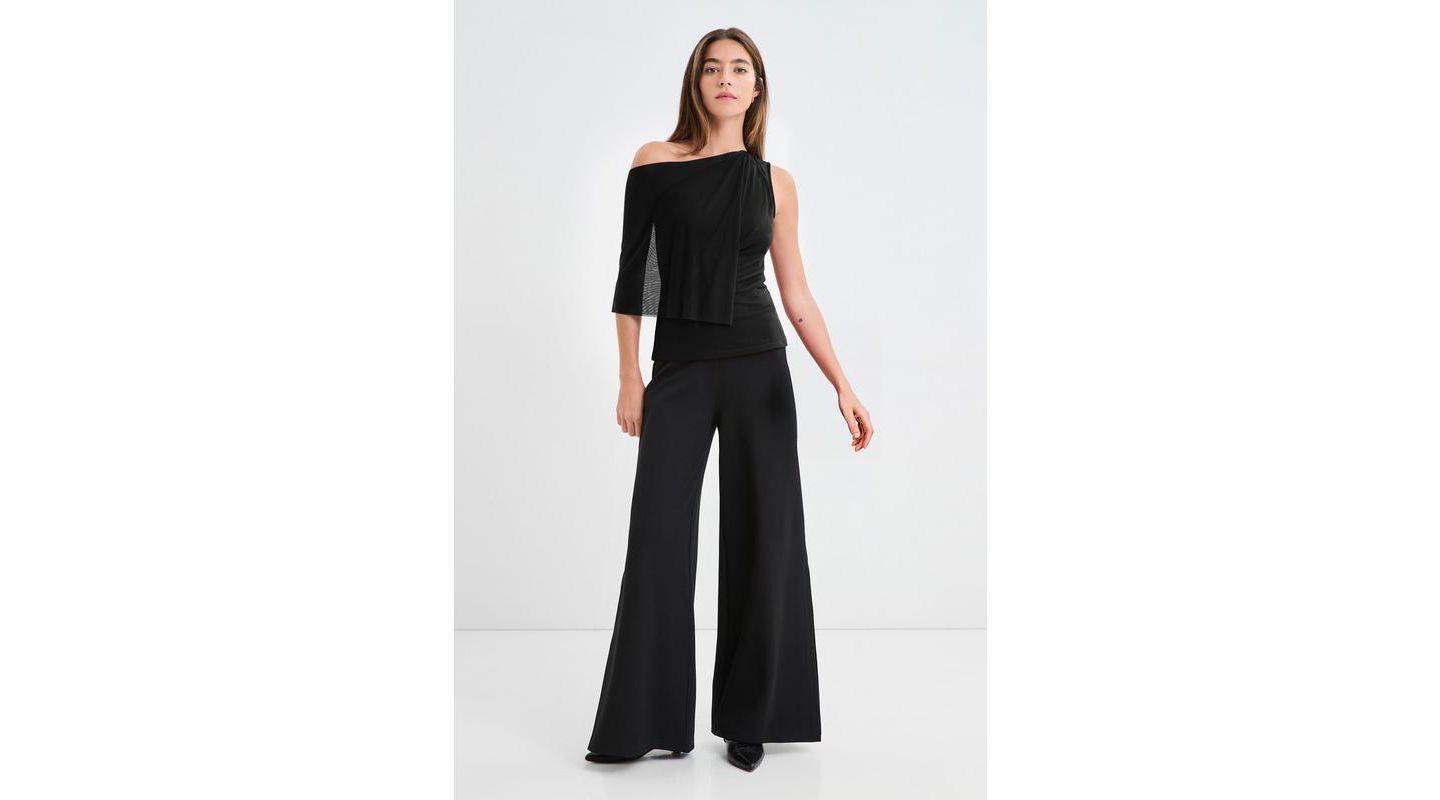 Женские брюки Marcella Lexington High-Waisted Wide-Leg Side-Slit Dress Pants, цвет: Чёрный — фото 1
