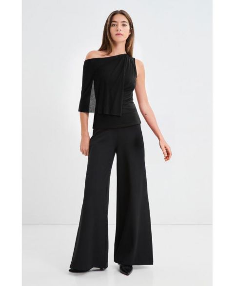 Женские брюки Marcella Lexington High-Waisted Wide-Leg Side-Slit Dress Pants, цвет: Чёрный