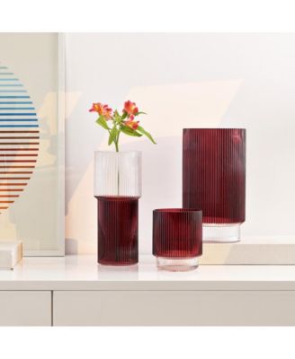 Zinc, Fluted  Glass Vase Set 3