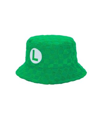 Men's Bros Luigi Logo Green Checkered Bucket Hat