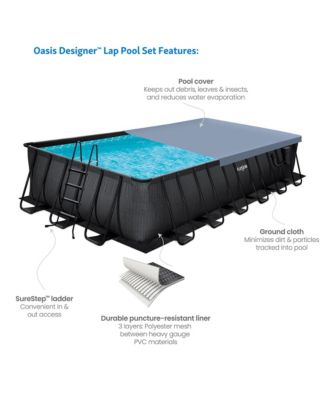 24'x12'x52" Oasis Rectangle Outdoor Above Ground Swimming Pool, Black
