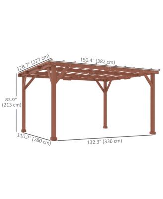 11' x 12.5' Outdoor Wood Pergola with Grape Trellis,