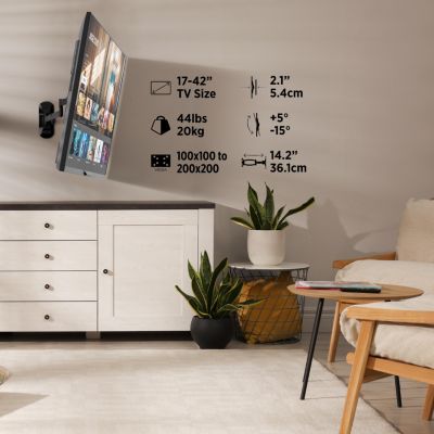 Premium Articulating TV Wall Mount for Heavy Duty TV for 17-42 Inch Flat and Curved TV Screens, Holds Up to 44 lbs Max VESA 200x200