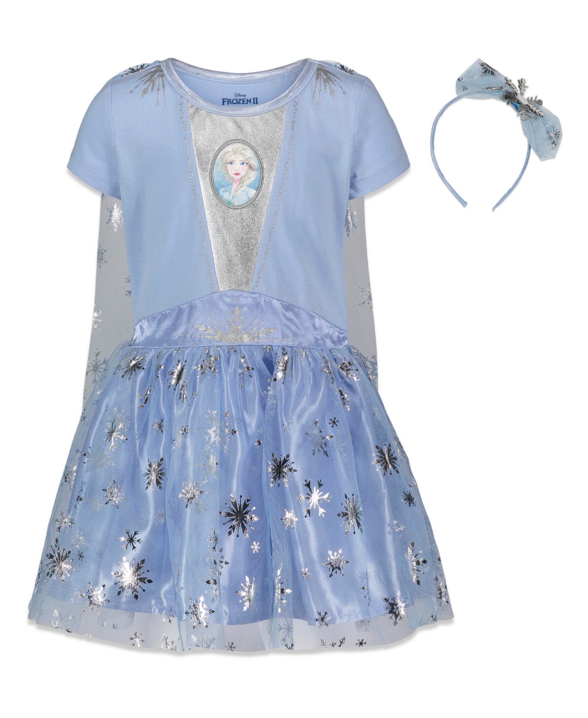 Disney Frozen Princess Anna Elsa Girls Gown and Headband Toddler to Big Kid - Queen elsa