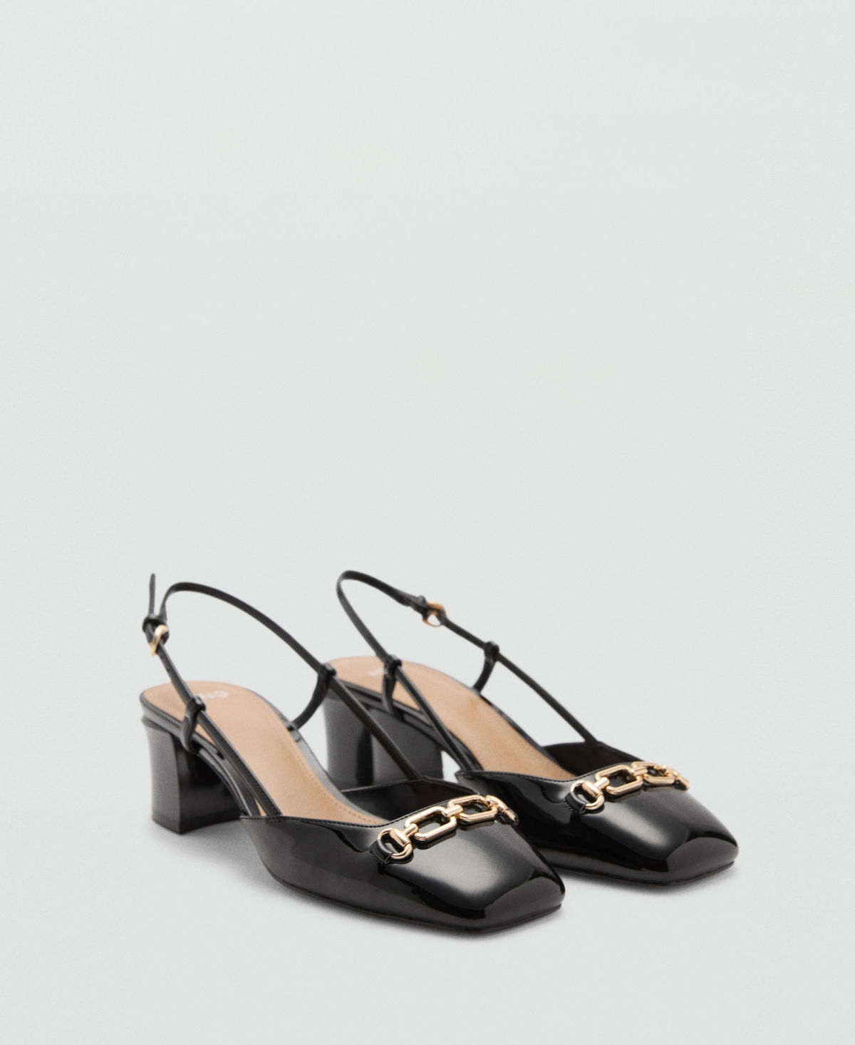Mango Heeled Shoes With Link Detail Black In Black