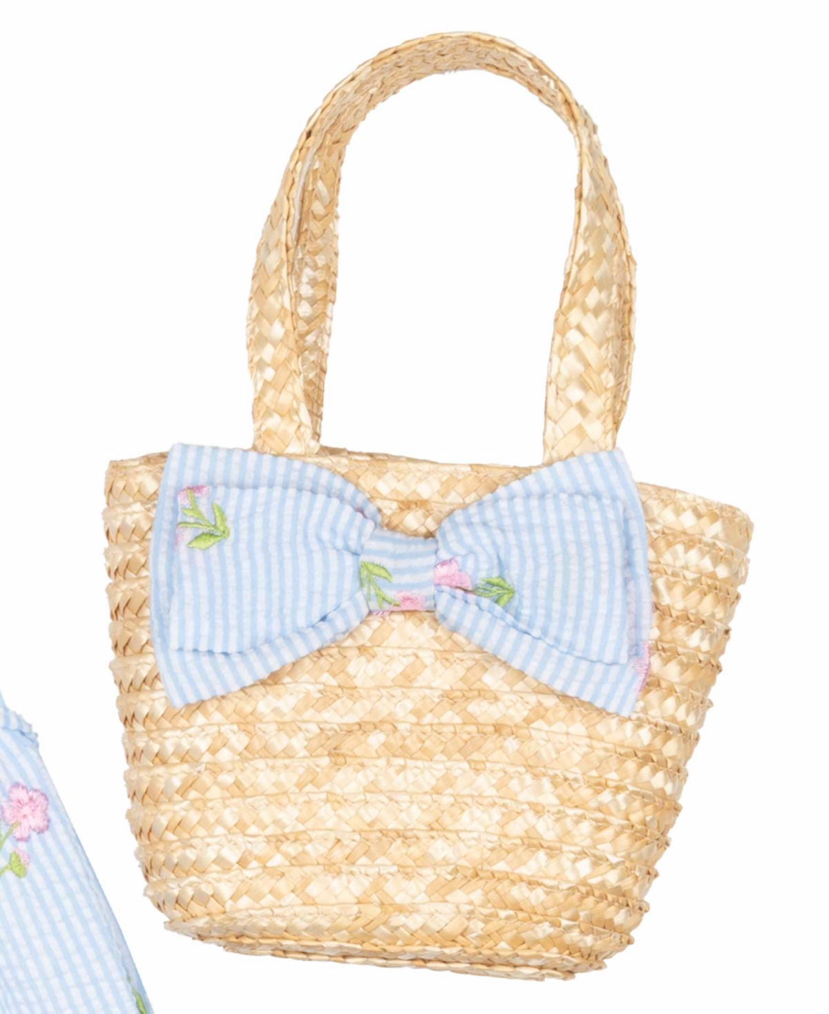 Shop Rare Editions Little And Toddler Girls 2-piece Floral Schiffli Seersucker Dress With Bag Set In Periwinkle