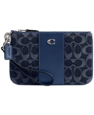 COACH Essential Small Wristlet in Signature Denim - Macy's