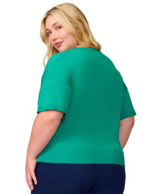 Plus Size Seamed V-Neck  Sweater, Exclusively at Macy's