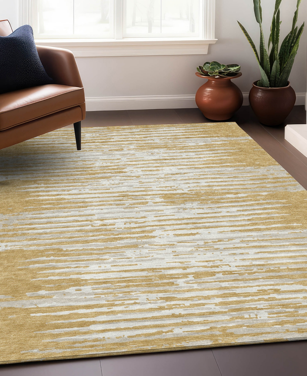 Addison Chantille Acn888 5'x7'6 Area Rug In Gold