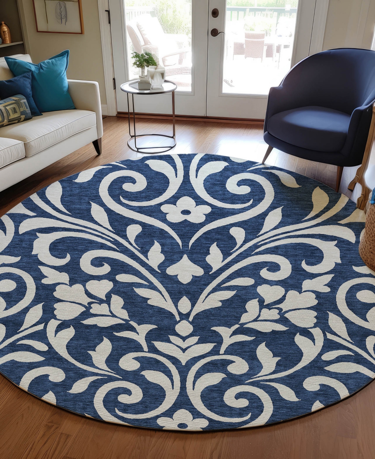 Addison Chantille Acn875 8'x8' Round Area Rug In Navy
