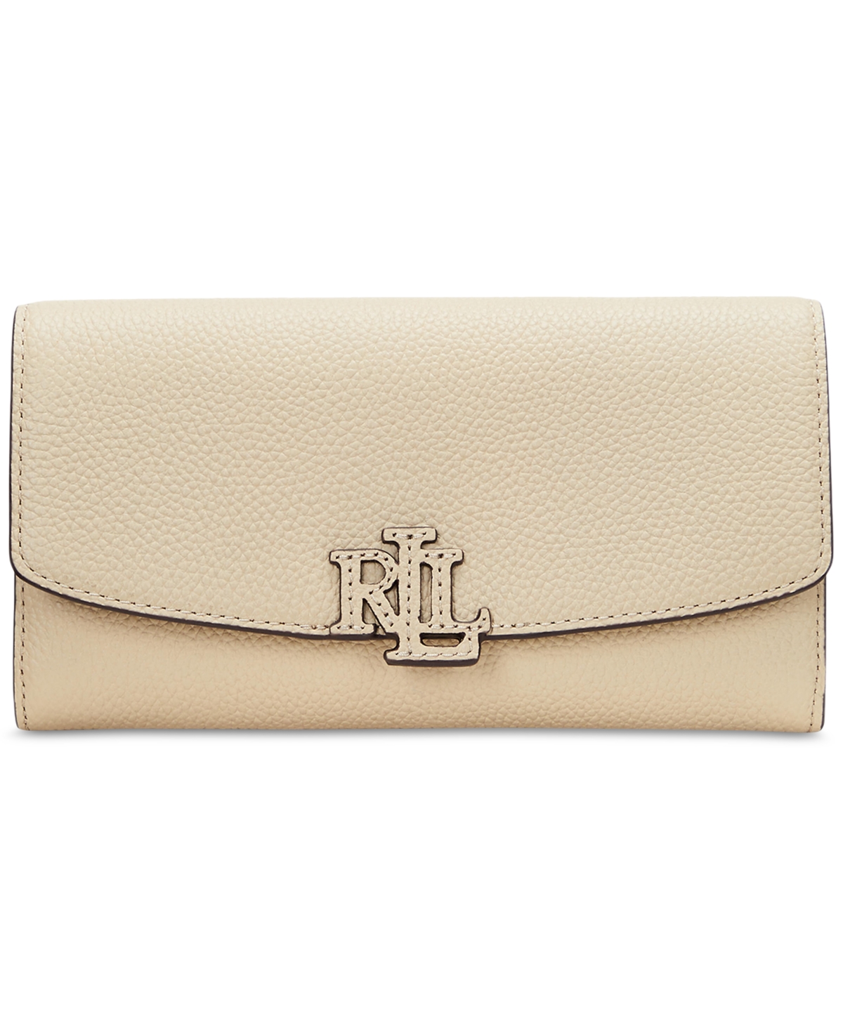 Ralph Lauren Pebbled Leather Cameryn Flap Wallet In Sand Dune
