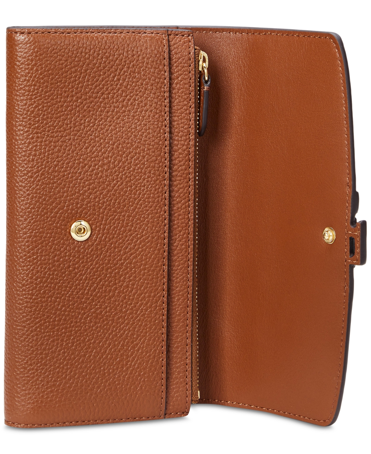 Ralph Lauren Pebbled Large Cameryn Flap Wallet In Lauren Tan