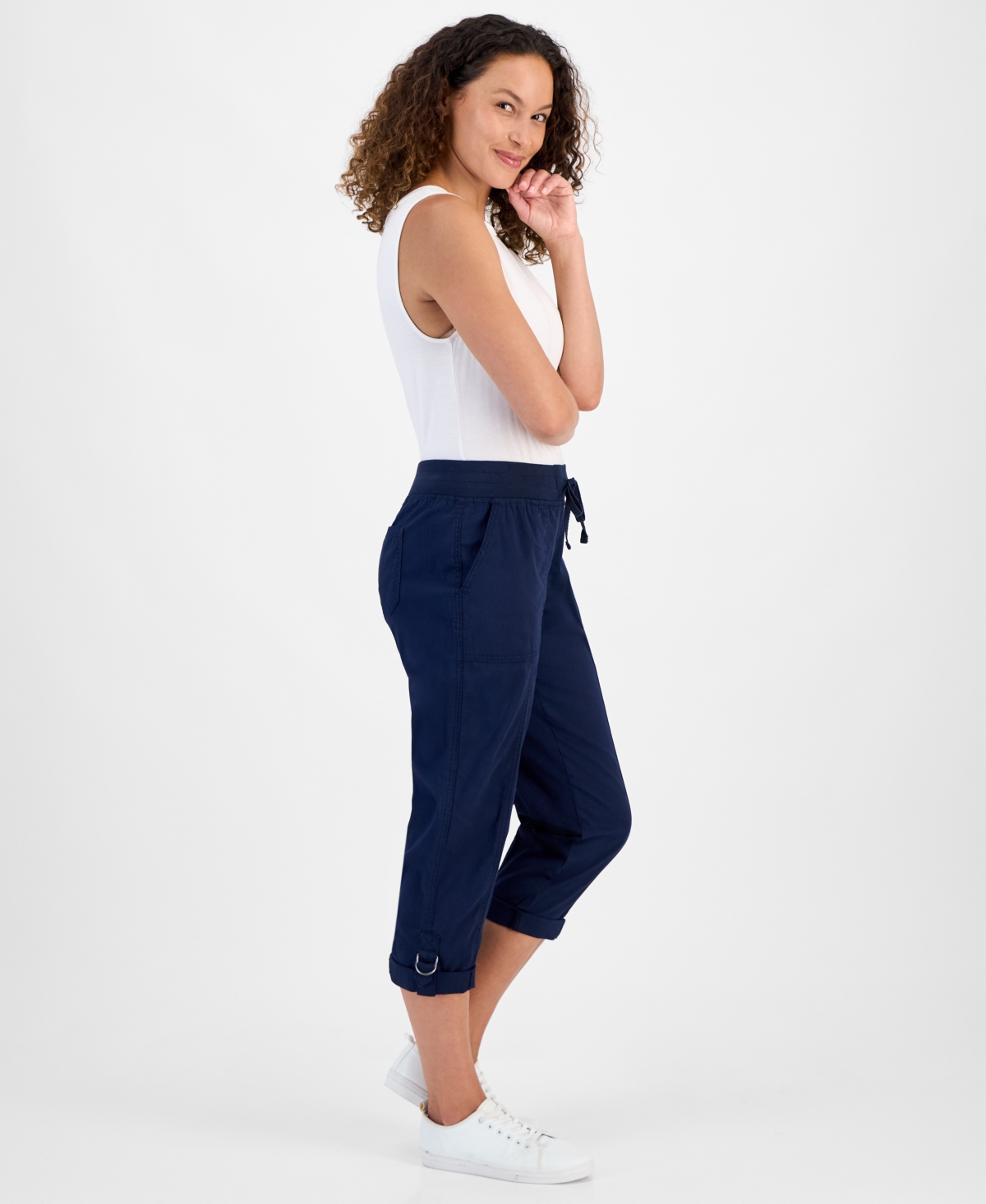 STYLE & CO PETITE D-RING CAPRI PANTS, EXCLUSIVELY AT MACY'S 