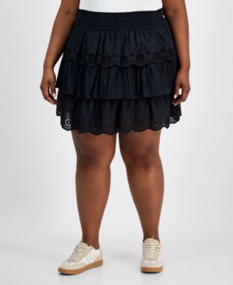 Plus Size Tiered Ruffle Mini Skirt, Exclusively at Macy's 