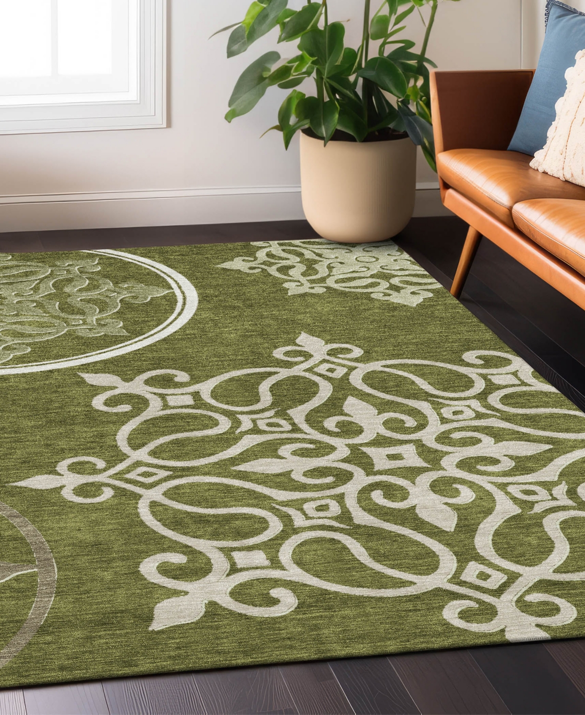 Addison Chantille Acn874 5'x7'6 Area Rug In Olive