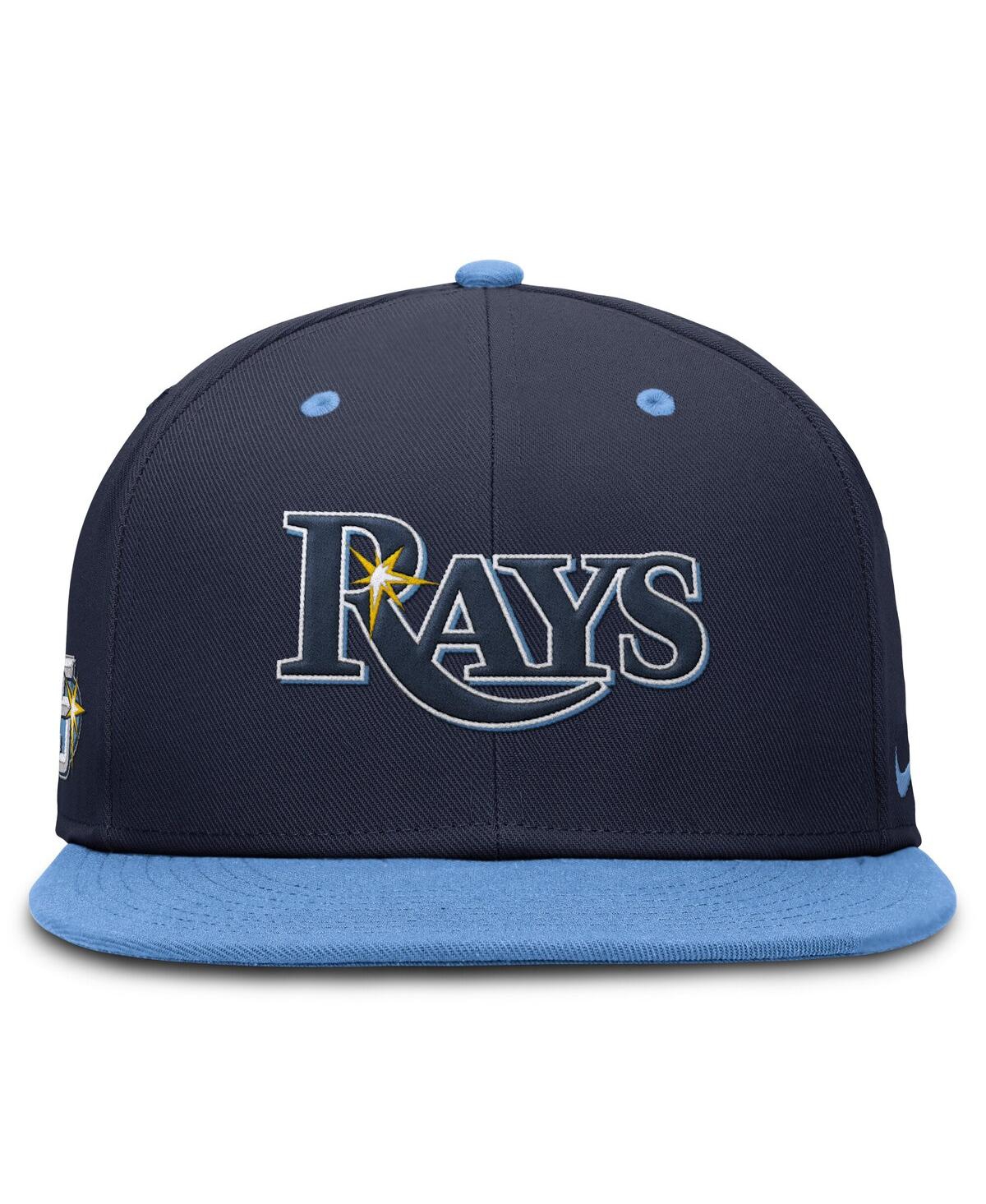 Nike Men's Navy/light Blue Tampa Bay Rays 25th Anniversary True Primetime Two-tone Performance Fitted Hat In Navy,light Blue