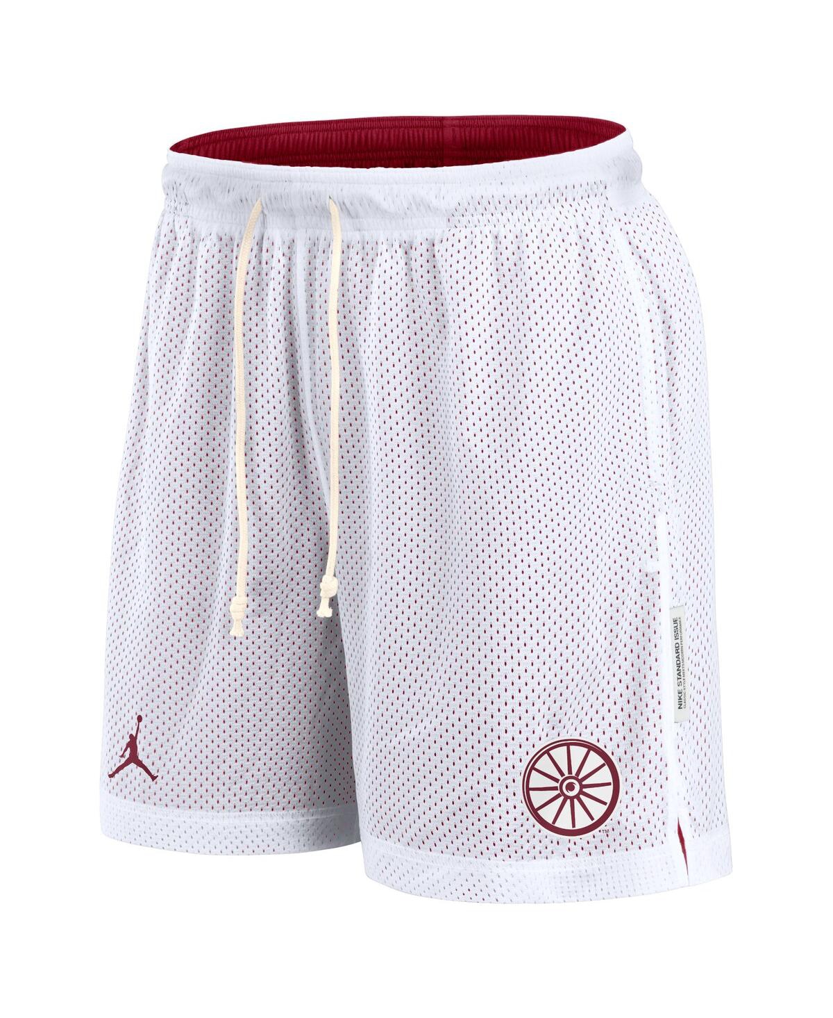 JORDAN MEN'S WHITE/CRIMSON OKLAHOMA SOONERS PRIMETIME REVERSIBLE SHORTS 