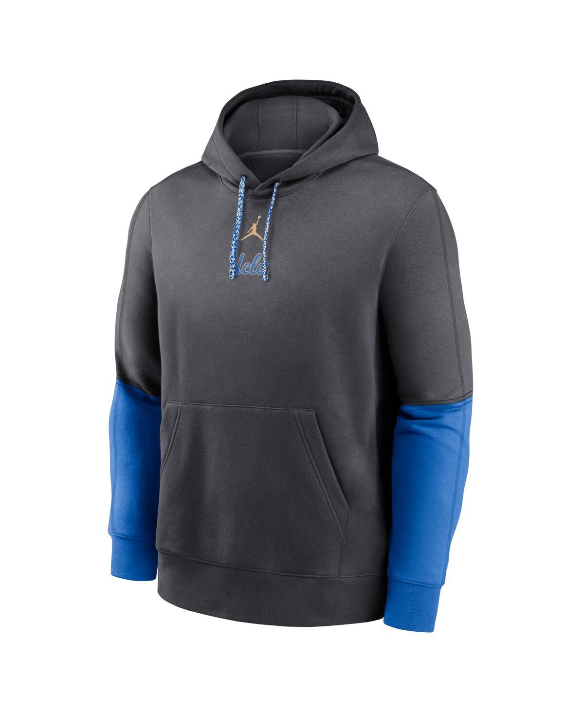 Shop Jordan Men's Anthracite/blue Ucla Bruins 2024 Sideline Club Pullover Hoodie In Anthracite,blue