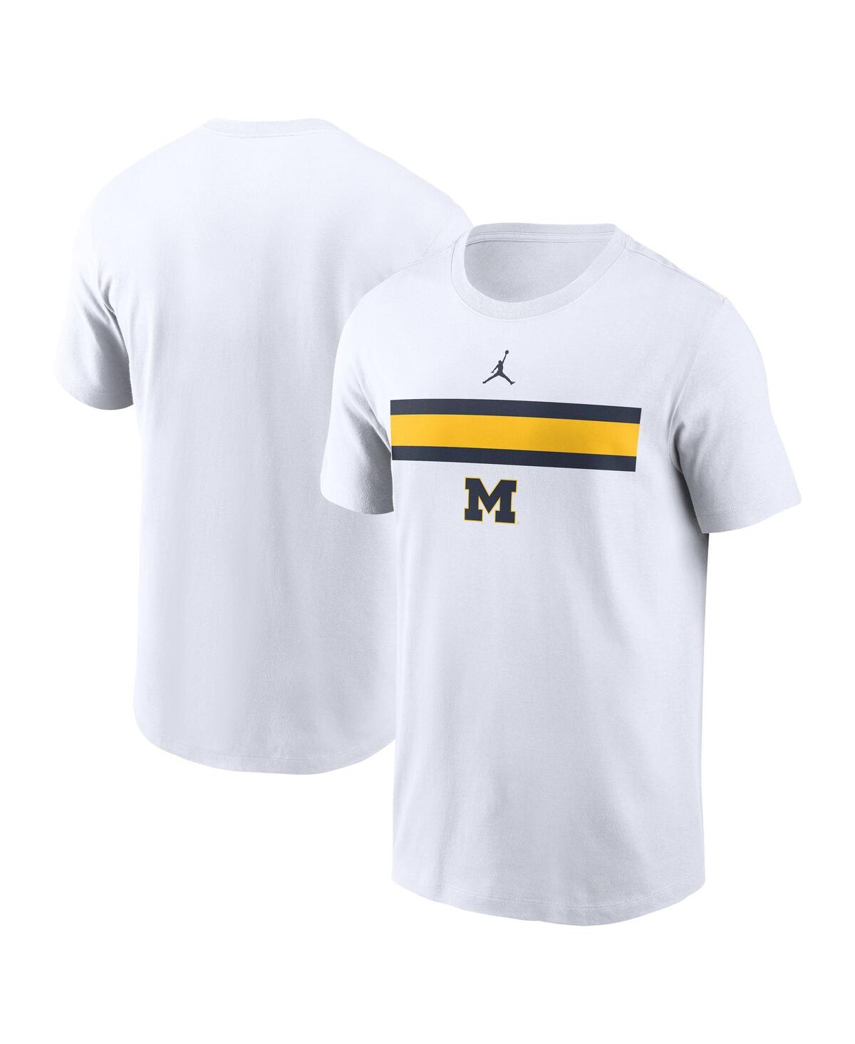 Jordan Men's White Michigan Wolverines Campus Pattern T-shirt In White